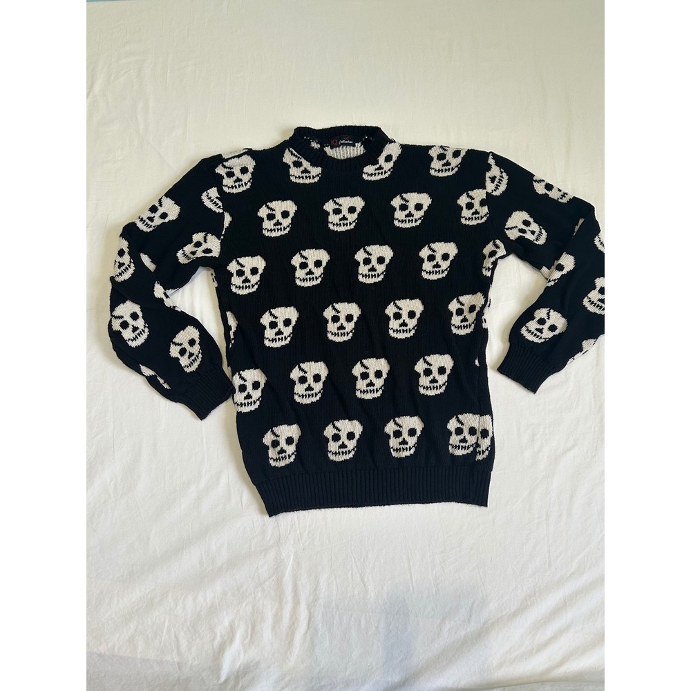 IQ Collection Skull Knit Sweater vintage Gothic Punk Y2K, grunge Jumper 16/18